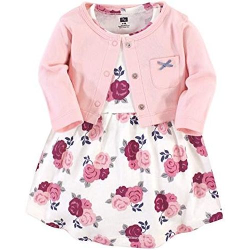 Hudson Baby Baby Girls' Cotton Dress and Cardigan Set