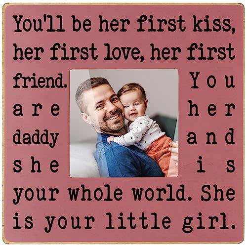 THYGIFTREE First Time Dad Gifts from Daughter Wife - New Dad Picture Frame for Father's Day, Birthday, Christmas, Valentine's Day - Daddy to be and Me 4x4 Girl Dad Frame for Expecting Father