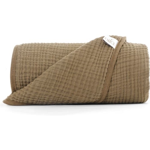 Oilo Organic Cotton Muslin Throw Blanket, Bark