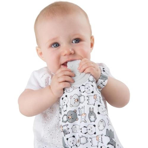 Cheeky Chompers Comfortchew | Baby Lovey with Silicone Teether & Sensory Tags | Soft Fleece Material, Attachable Loop, Machine Washable | (Panda Pals)