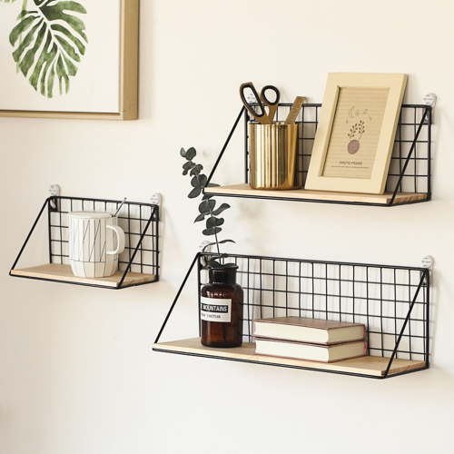 Clearance! Plertrvy Shelves, Modern Wall Mounted Floating Shelf Display Home Decor Black Wire Metal Wood Wall Storage Organizer Shelves for Home Office