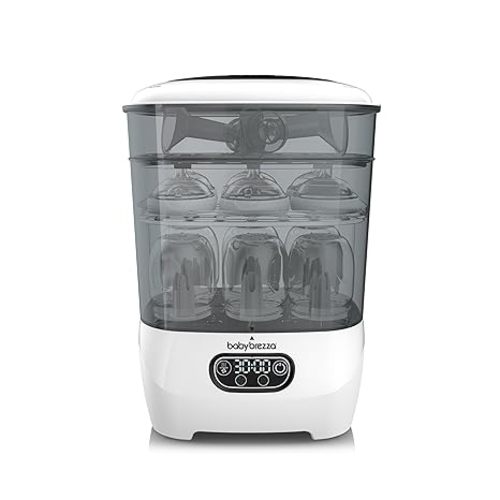 Baby Brezza Bottle Sterilizer and Dryer Advanced – 33% Faster - Largest Capacity Steam Sanitizer - Universal Sterilization Machine for All Bottles + Pump Parts - HEPA Air Filter