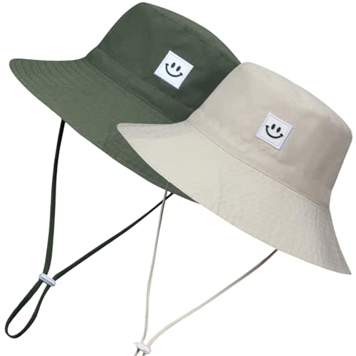 55cube UPF 50+ Baby & Toddler Sun Hat, Wide Brim Infant Bucket Hat for Beach & Outdoors, Adjustable Fit for Ages 0-4 Years