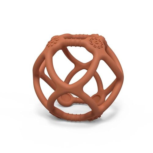 SILI FACTORY Baby Teething Toys, Silicone Baby Chew Toys for Soothing Baby Gums, Sensory Hollow Ball Teether for Babies 3+ Months,Baby Teething Ball,Baby Gifts for Girl & Boy,BPA Free - Raw Sienna