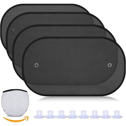 ZATOOTO Car Window Shades for Baby 4 Pack, Car Side Window Sun Shade Sun Blocker with Enhanced Suction Cups Protect Kids and Pets from Sun Glare and Heat