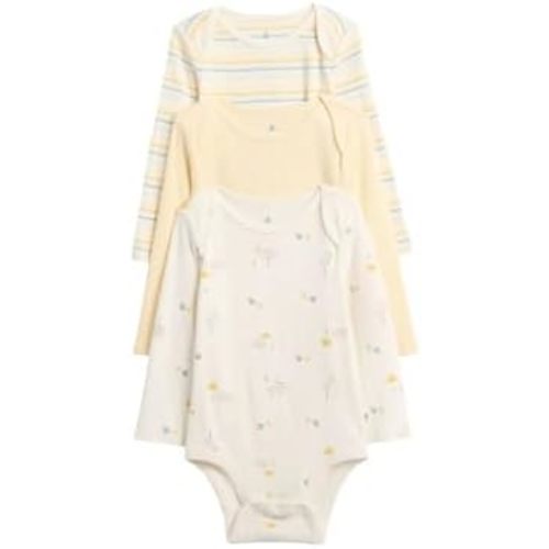 GAP Unisex-Baby 3-Pack Long Sleeve Bodysuit, Vanilla Pudding, 0-3M