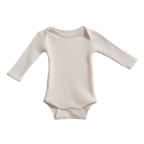 Organic Waffle Long Sleeve Bodysuit, Snow – SpearmintLOVE