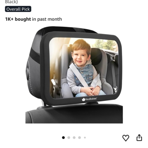 KeaBabies Baby Car Seat Mirror - Wide Shatterproof Backseat Infant Car Mirror for Baby Rear Facing, Crystal Clear View, Travel Accessories, Easy Install & Adjust for Removable Headrest (Matte Black)