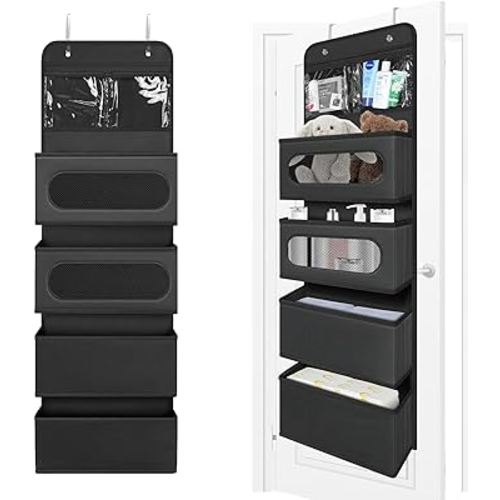 NEWFOM Over The Door Organizer, Door Hanging Organizer with 2 Small PVC and 4 Large Pockets Behind The Door Storage Organizer for Nursery Closet Cabinet Baby Storage Diapers Cosmetics, Toys
