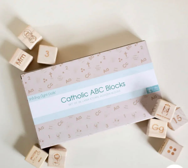 Catholic Wooden Alphabet Blocks Set
