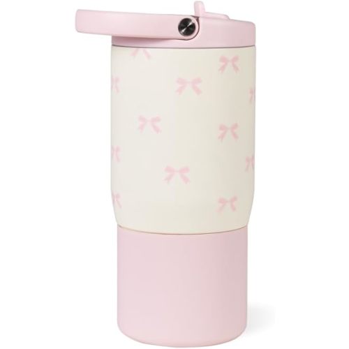 HydroJug Kids 14 oz Sport Water Bottle – Stainless Steel, Insulated, 100% Leakproof, With Carry Handle, BPA-Free – Kid-Friendly Design – Durable & Dishwasher Safe, Bows
