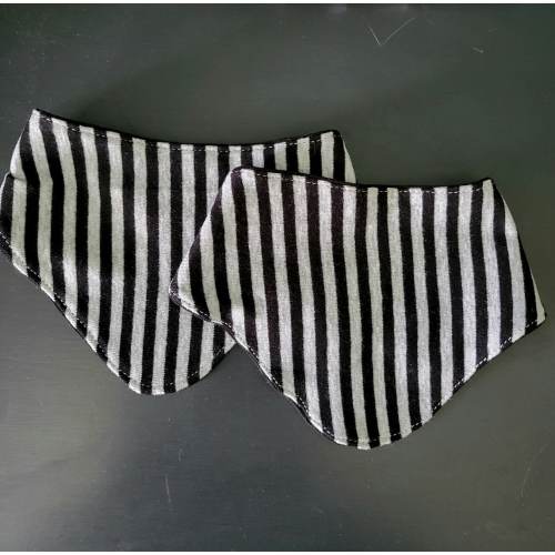 2 x Baby Goth Dribble Bibs Black Grey Stripes Halloween Bandana Adjustable S11