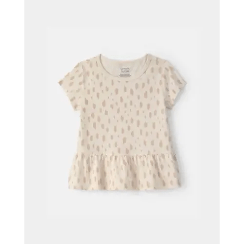 Toddler Girl Dot Relaxed Peplum Top - Cream | Carter's