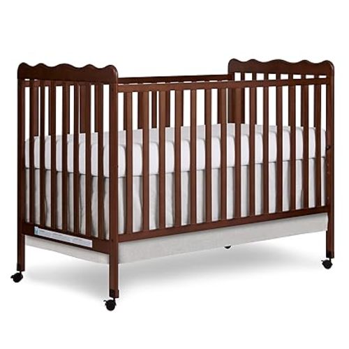 Dream On Me Carson Classic 3-in-1 Convertible Full-Size Baby Crib in Walnut, GreenGuard Gold & BSA, 4 Mattress Heights, Converts to Day & Toddler Bed, Locking Wheels, Classic Nursery Design