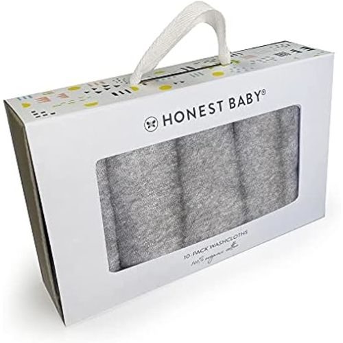 HonestBaby 10-Pack Organic Cotton Baby-Terry Wash Cloths, Gray Heather, One Size