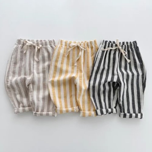 Baby Striped Drawstring Casual Pants