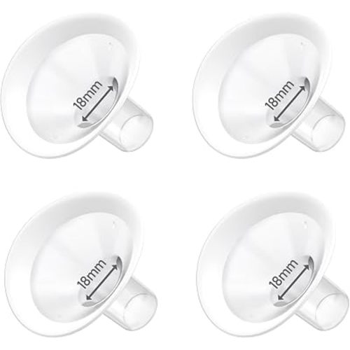 4pc 18mm Oval Flanges Shields Built-in Soft Edges Compatible with Medela/Lansionh Pumps, Replacement Parts for Pump in Style, Symphony, Swing Maxi, Harmony and Personalfit Flex Connector