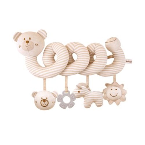 Spiral Car Seat & Stroller Activity Toy - Baby Carseat Toys Hanging Plush Toys for Ages 0 Months and Up - Hanging Toys Include Squeaker, Crinkle Toys and Textured Ribbons 1PCS