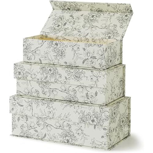 Soul & Lane Decorative Keepsake Storage Boxes, Elegant Floral (Baby Keepsake Box)