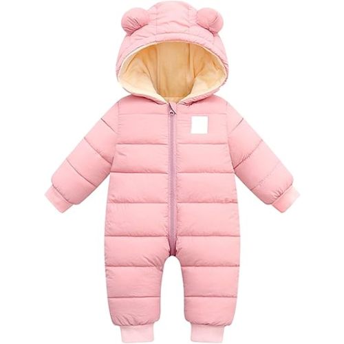 Newborn Infant Baby Outerwear Romper Coat Warm Infant Baby Jacket Snowsuit Hooded Jumpsuit Girls Snow for 0-18 Months