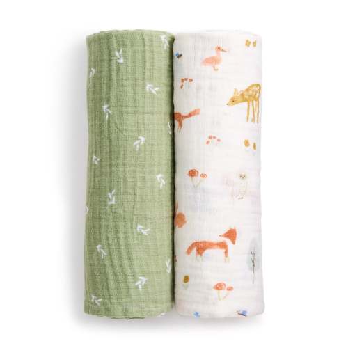 Cotton Muslin Swaddles (2) - Sage Woodland
