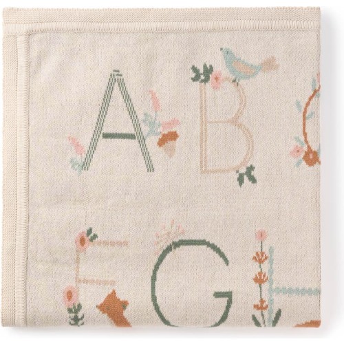 Elegant Baby Alphabet Cotton Knit Blanket, Rainy Day