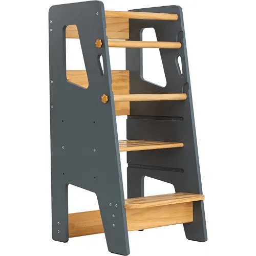 Ocodile Toddler Standing Tower - Safe Montessori Step Stool for Toddlers, Perfect Tower for Learning New Skills - Ideal Helper for Little Kids in The Kitchen - Gray
