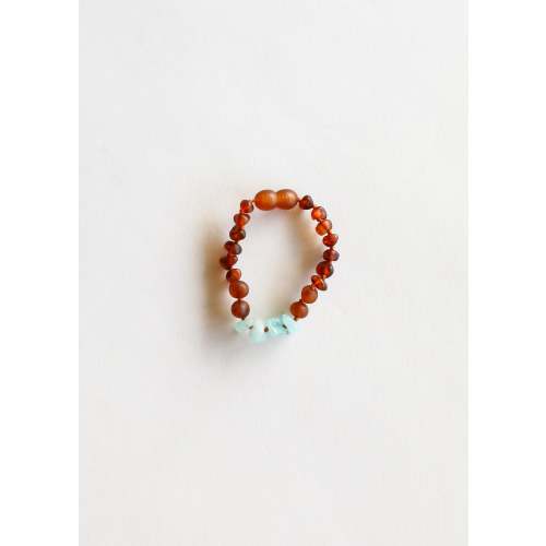 Teething Raw Cognac Baltic Amber + Aquamarine || Anklet or Bracelet – CanyonLeaf