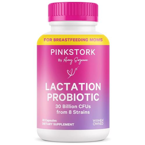 Pink Stork Lactation Probiotic - 30 Billion CFUs Multi Strain Postnatal Probiotics for Breastfeeding Women - Support Breast Milk & Gut Health, Postpartum Essentials, 30 Capsules