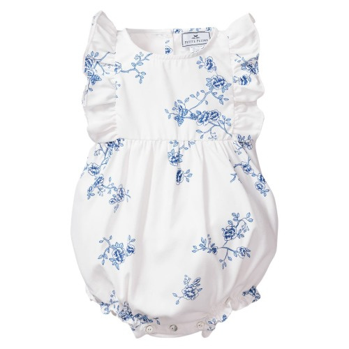 Baby Ruffle Trim Cotton Blend One-Piece Pajamas, White