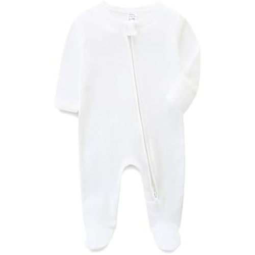 Unisex Baby Boy and Girl Zipper Onesie Solid Toddler Footie One-Piece Infant Romper Jumpsuit