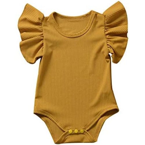 Newborn Infant Baby Girl Solid Ruffle Romper Bodysuit Jumpsuit Casual Clothes One Piece Outfit