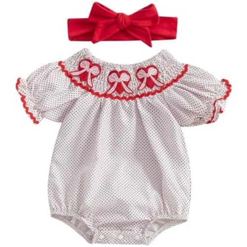 Newborn Baby Girl Smocked Bubble Romper Short Puff Sleeve One-piece Bodysuit Playsuit Summer Clothes