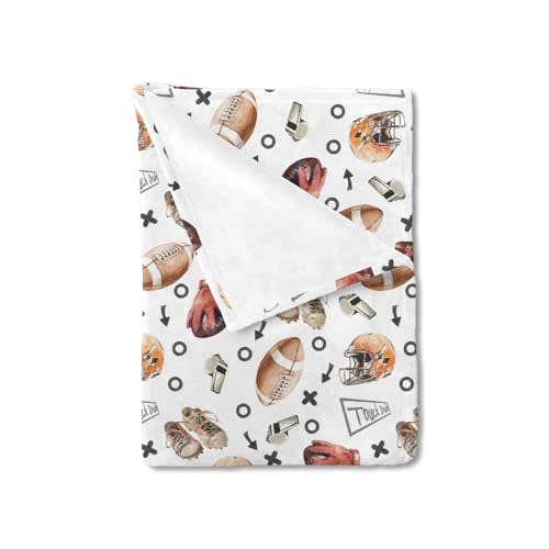 Watercolor American Football Baby Blanket for Boy Girl Outdoor Sports Soft Flannel Swaddle Blanket Sports Lovers Gift Receiving Blanket Infant Newborn Toddler Nursery Bed Blanket Crib Playmat 30x40