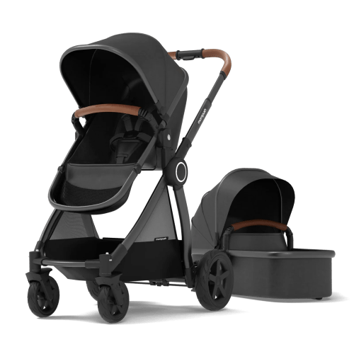 Mompush Ultimate 2 Baby Stroller with Bassinet, 2025, Black with Black Frame