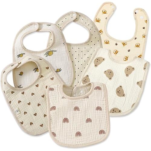 Muslin Baby Bibs for Drooling and Teething Newborn Drool Bibs for Baby Girl Boy