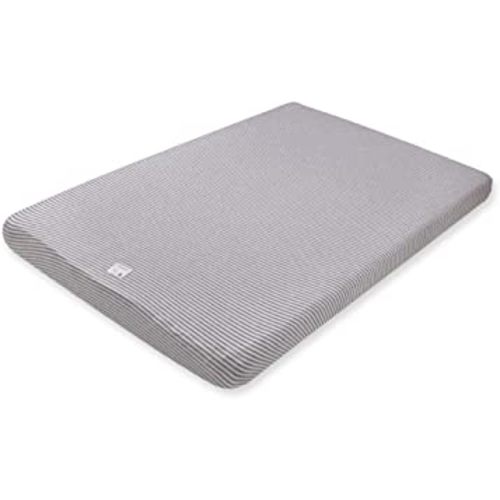 Burt's Bees Baby - Fitted Mini Crib Sheet for Portable Playard or Travel Crib, 100% Organic Cotton, Heather Grey Stripe