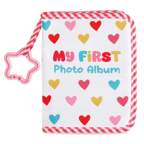Baby's My First Family Album Soft Photo Cloth Book Colorful Heart My First Book of Photos Cartoon Baby Memory Album Gift Holds 4x6 Pictures for Babies Newborn Toddler & Kids Baby Shower