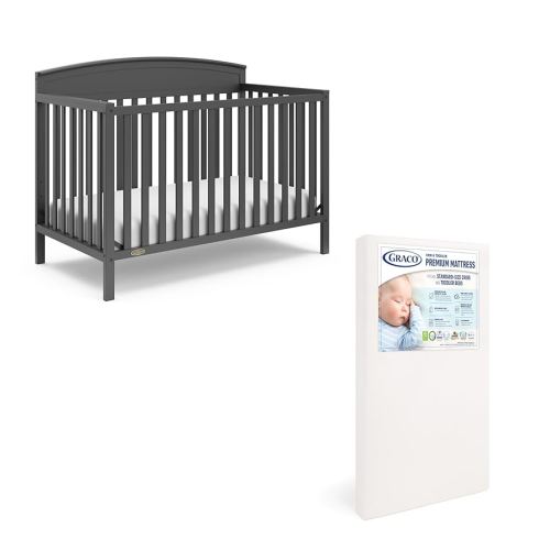 Graco Benton 5 in 1 Convertible Crib with Premium Foam Crib and Toddler Mattress - Gray