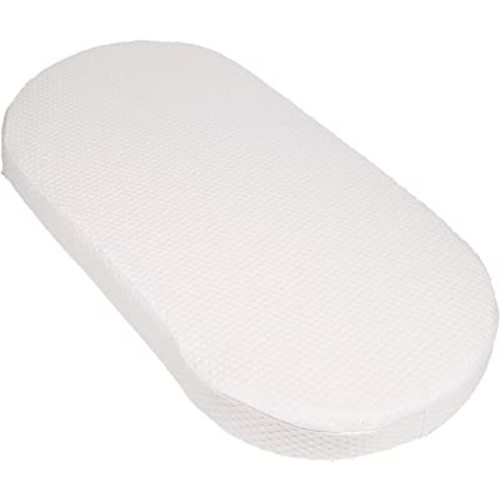 Mecc ecoh Baby Bassinet Mattress with 100% Breathable Cover, Water-Resistant Lining Rattan Oval Bassinet Mattress Pad, 2" Thick, Hypoallergenic, Fit for Most Bassinet and Moses Basket, 32"x16"