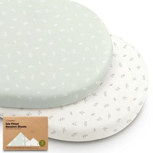 KeaBabies Bassinet Sheet for Baby Girls, Boys, 2-Pack Isla Fitted Bassinet Sheets, Bassinet Mattress Sheets (Herb)