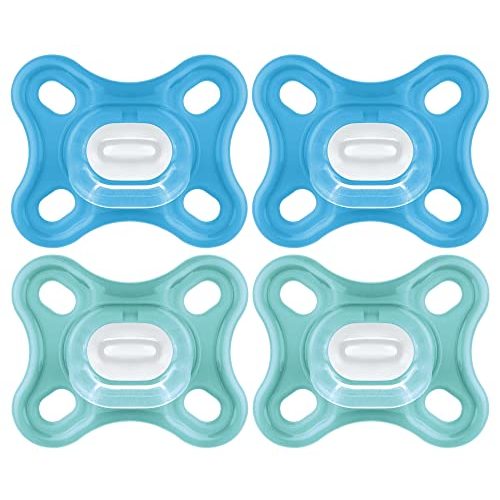 MAM Comfort Baby Pacifier, 100% Lightweight Silicone, 0-3 Months, Baby Boy (Pack of 4)