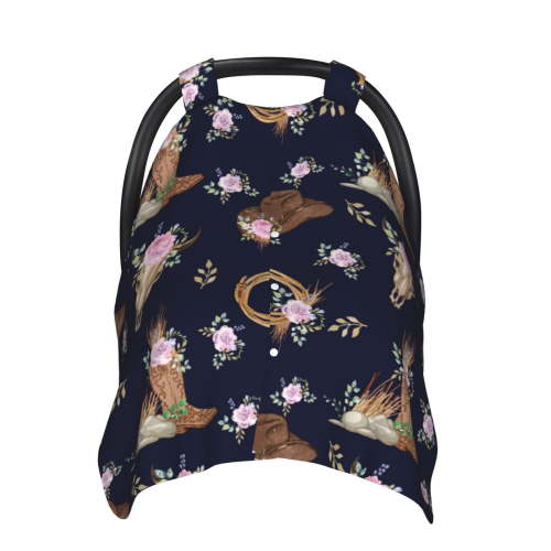 Car Seat Cover Baby - cow skulls cowgirl flowers Multi Use Carseat Covers Baby, Infant Car Seat Cover Canopy, Baby Carrier Stroller Cover, Breastfeeding Cover, Baby Essentials
