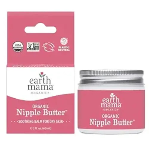 Earth Mama Organic Nipple Butter™ | Nipple Cream Safe for Breastfeeding | Postpartum Essentials for Nursing | Non Lanolin Nipple Cream, 2-Fluid Ounce