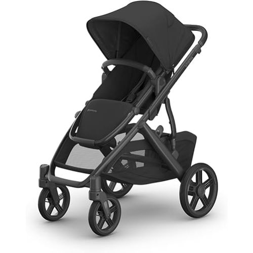 UPPAbaby Vista V3 Stroller - Full-Size Single-to-Double Stroller System - Toddler Seat, Bug Shield, Rain Shield, and Storage Bag Included - Jake (Charcoal/Carbon Frame/Black Leather)