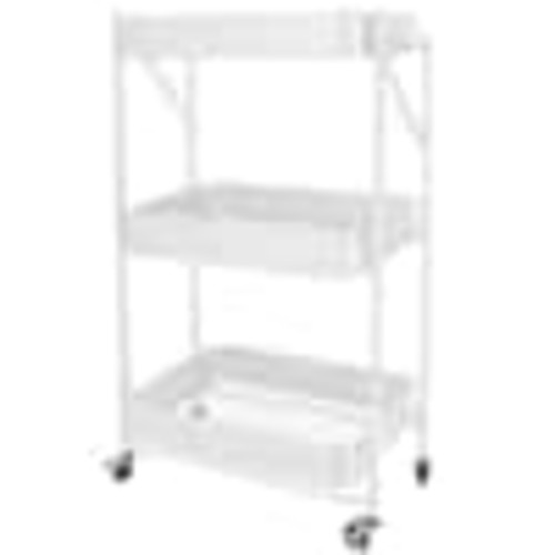 3-Tier Folding Utility Rolling Storage Cart in White NH-14243-WHT