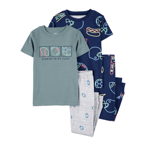 12M Baby 4-Piece Sports Cotton Pajamas - Carter's | Carter's