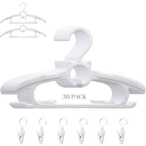 Gencuoir Baby Nursery Closet Hangers, Ultra Thin Non-Slip and Extendable Laundry Infant Pant Hanger for Newborn Clothes 30pcs11“-14‘’ Adjustable Children Coat Hanger for Girl Boy Toddler Kids Child