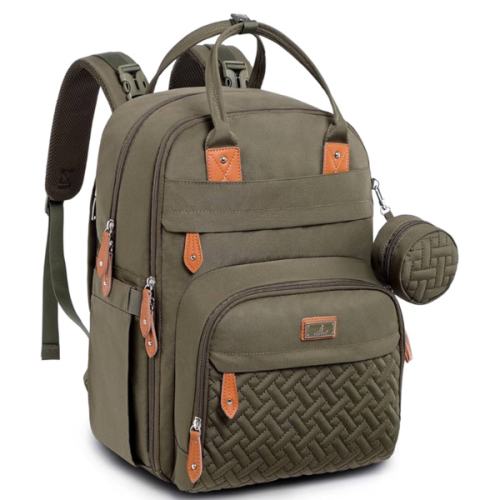 BabbleRoo Diaper Bag Backpack - Baby Essentials Travel Tote - Multi Function Waterproof Diaper Bag, Travel Essentials Baby Bag with Changing Pad, Stroller Straps & Pacifier Case - Unisex, Army Green