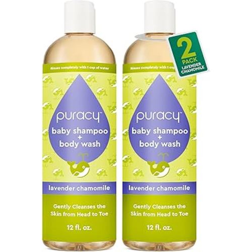 Puracy Baby Shampoo & Body Wash for Children - Pure Ingredients with 12 Fruit & Vegetable Extracts for Silky Smooth Skin, Gentle Lavender Chamomile Aroma, Baby Shampoo, Baby Body Wash 12 Oz (2-Pk)